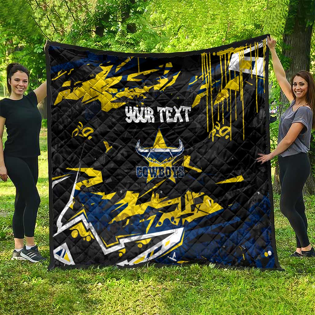 Personalized North Queensland Cowboys Quilt Graffiti Grunge Abstract Urban Street Style Design
