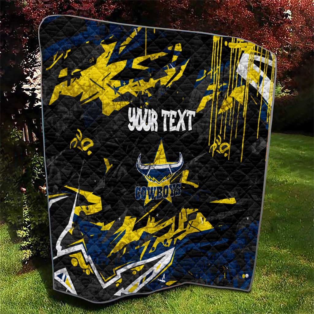 Personalized North Queensland Cowboys Quilt Graffiti Grunge Abstract Urban Street Style Design