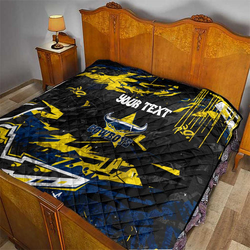 Personalized North Queensland Cowboys Quilt Graffiti Grunge Abstract Urban Street Style Design