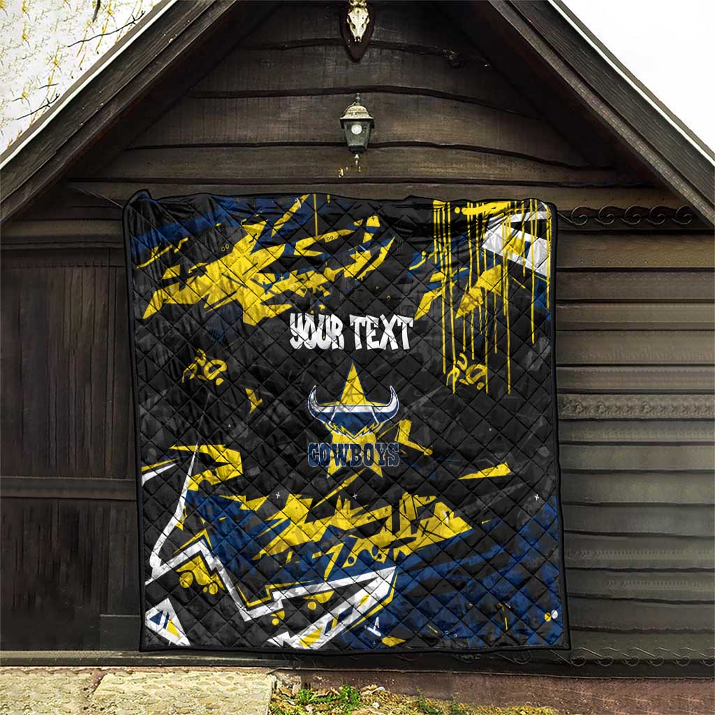 Personalized North Queensland Cowboys Quilt Graffiti Grunge Abstract Urban Street Style Design