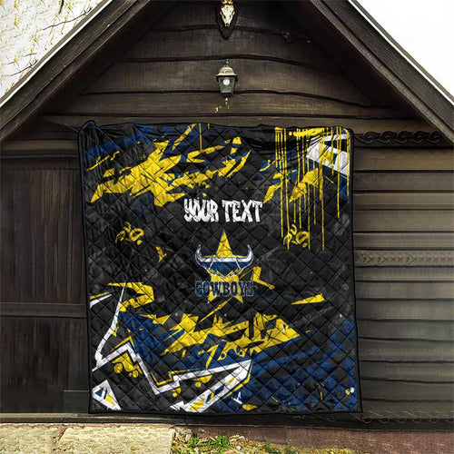 Personalized North Queensland Cowboys Quilt Graffiti Grunge Abstract Urban Street Style Design