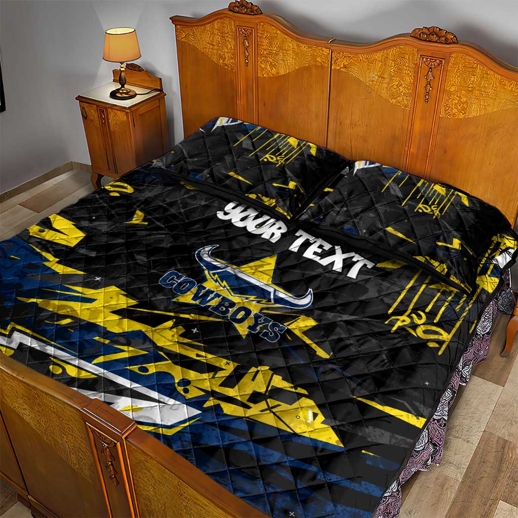 Personalized North Queensland Cowboys Quilt Bed Set Graffiti Grunge Abstract Urban Street Style Design