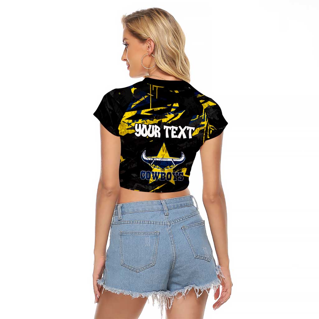 Personalized North Queensland Cowboys Raglan Cropped T Shirt Graffiti Grunge Abstract Urban Street Style Design