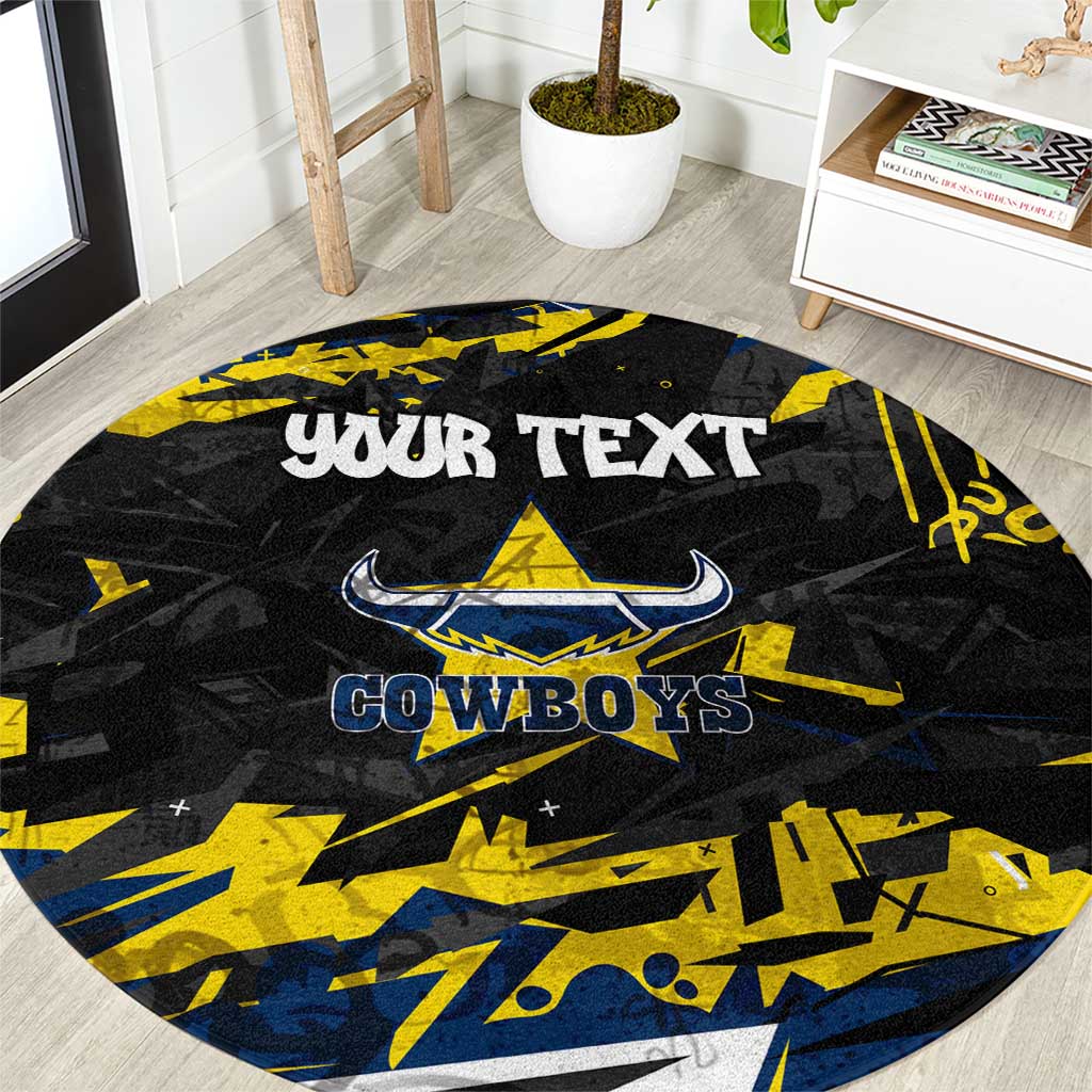 Personalized North Queensland Cowboys Round Carpet Graffiti Grunge Abstract Urban Street Style Design