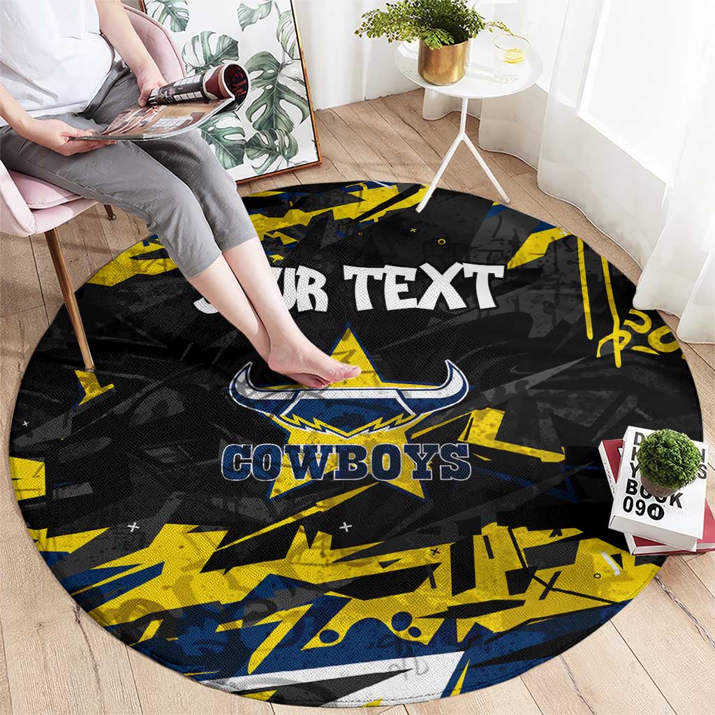 Personalized North Queensland Cowboys Round Carpet Graffiti Grunge Abstract Urban Street Style Design