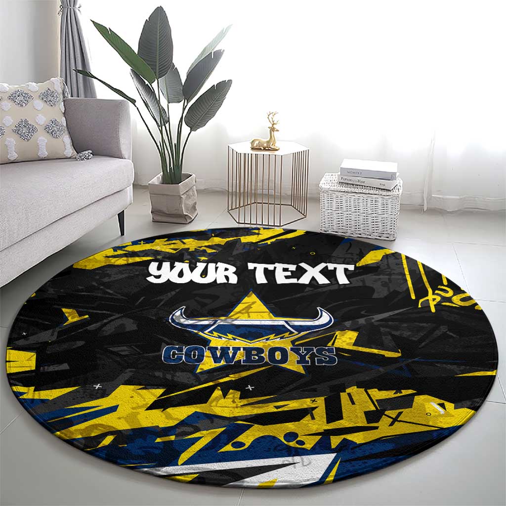 Personalized North Queensland Cowboys Round Carpet Graffiti Grunge Abstract Urban Street Style Design