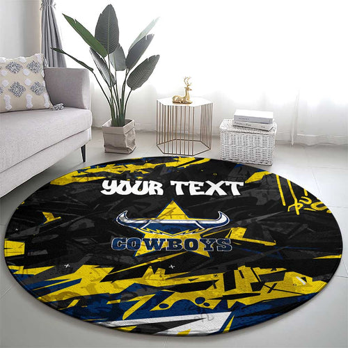 Personalized North Queensland Cowboys Round Carpet Graffiti Grunge Abstract Urban Street Style Design
