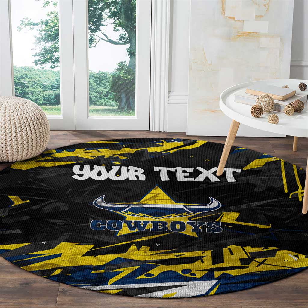 Personalized North Queensland Cowboys Round Carpet Graffiti Grunge Abstract Urban Street Style Design