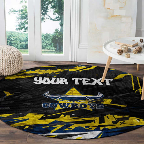 Personalized North Queensland Cowboys Round Carpet Graffiti Grunge Abstract Urban Street Style Design