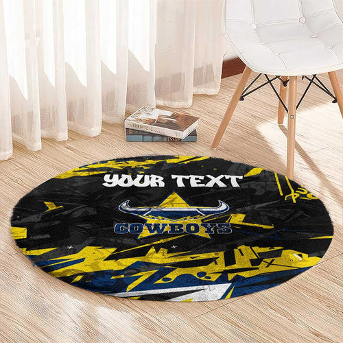 Personalized North Queensland Cowboys Round Carpet Graffiti Grunge Abstract Urban Street Style Design