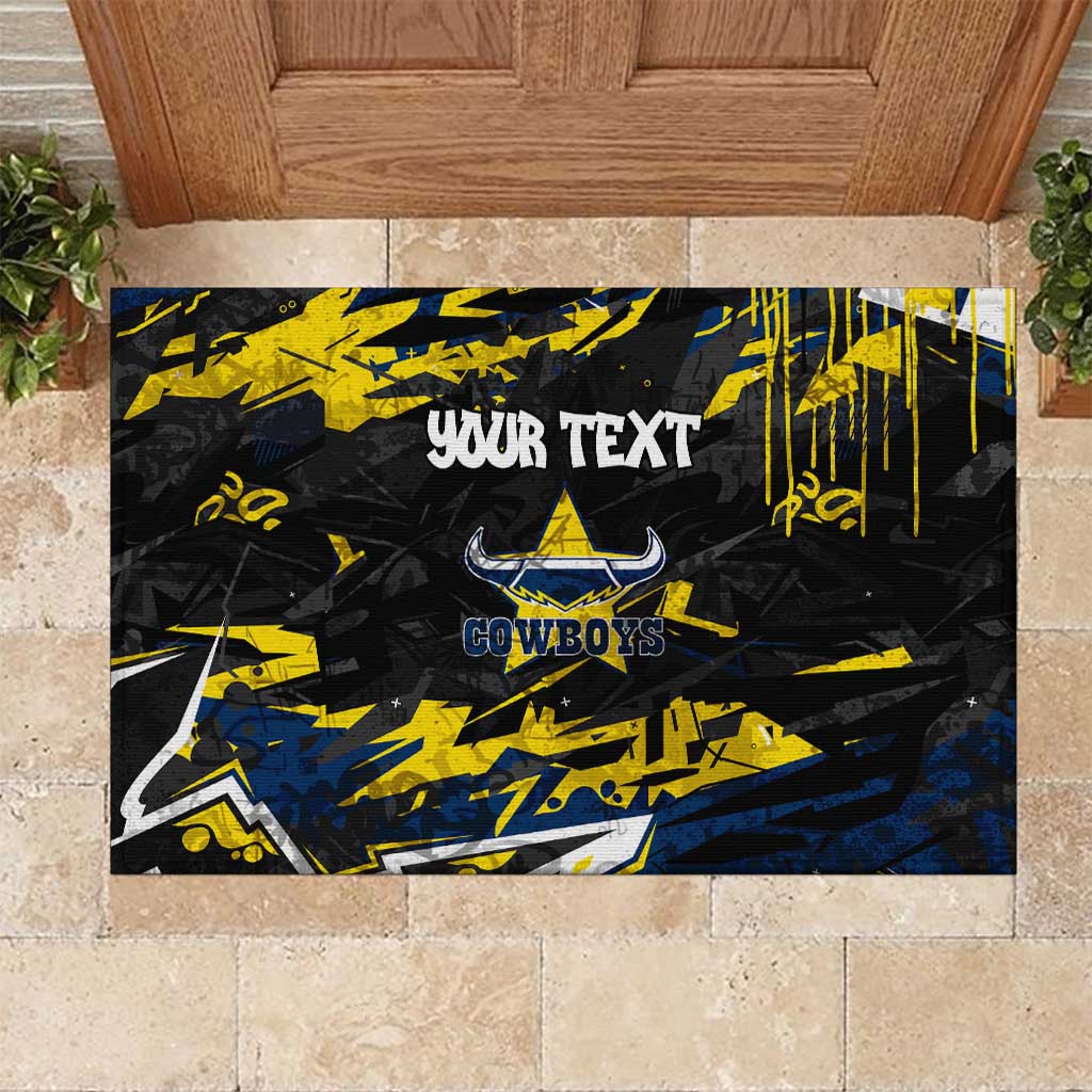 Personalized North Queensland Cowboys Rubber Doormat Graffiti Grunge Abstract Urban Street Style Design