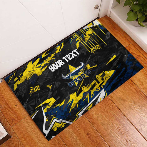 Personalized North Queensland Cowboys Rubber Doormat Graffiti Grunge Abstract Urban Street Style Design