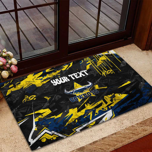 Personalized North Queensland Cowboys Rubber Doormat Graffiti Grunge Abstract Urban Street Style Design
