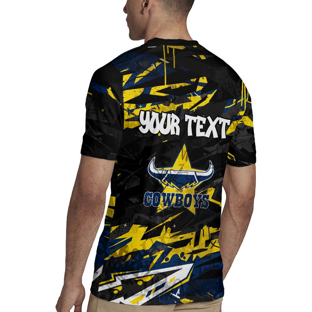 Personalized North Queensland Cowboys Rugby Jersey Graffiti Grunge Abstract Urban Street Style Design