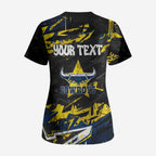 Personalized North Queensland Cowboys Scrub Top Graffiti Grunge Abstract Urban Street Style Design