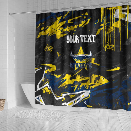 Personalized North Queensland Cowboys Shower Curtain Graffiti Grunge Abstract Urban Street Style Design