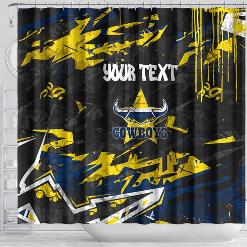 Personalized North Queensland Cowboys Shower Curtain Graffiti Grunge Abstract Urban Street Style Design