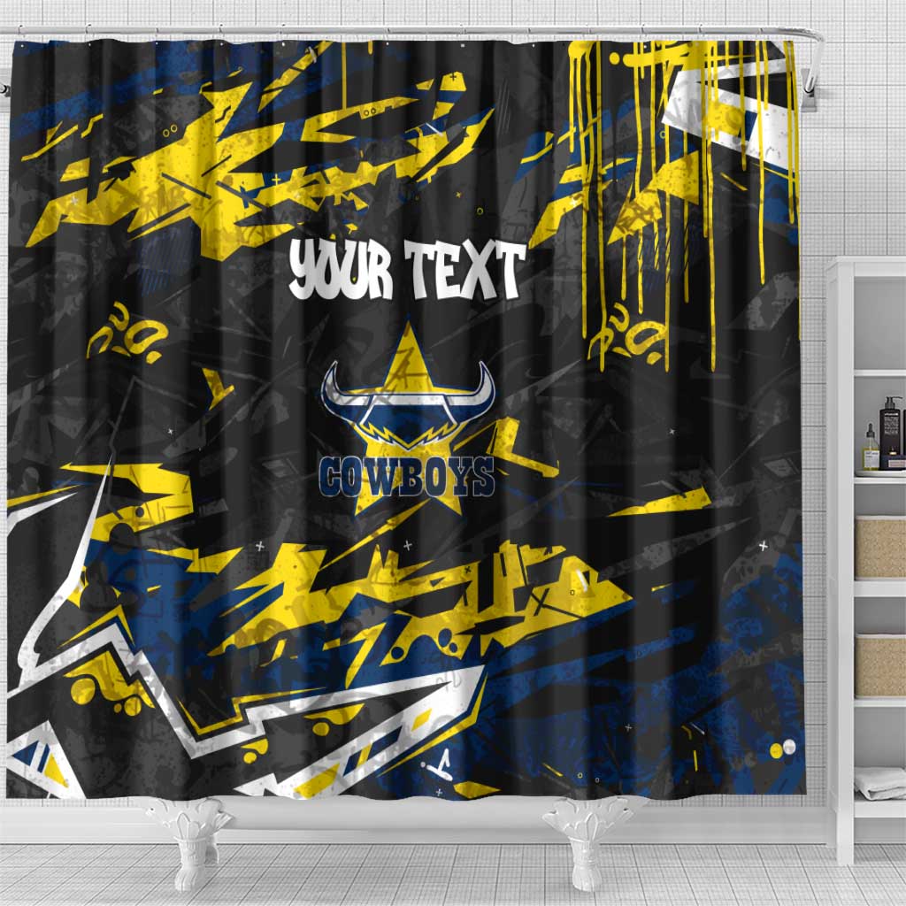 Personalized North Queensland Cowboys Shower Curtain Graffiti Grunge Abstract Urban Street Style Design