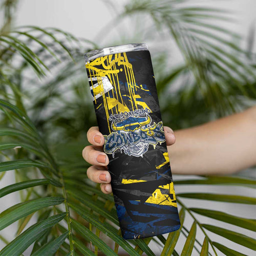 Personalized North Queensland Cowboys Skinny Tumbler Graffiti Grunge Abstract Urban Street Style Design