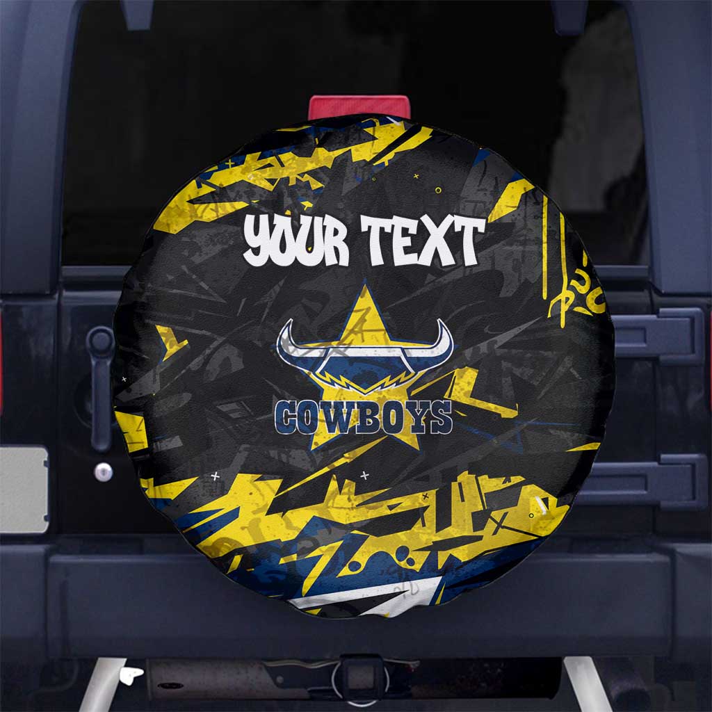 Personalized North Queensland Cowboys Spare Tire Cover Graffiti Grunge Abstract Urban Street Style Design