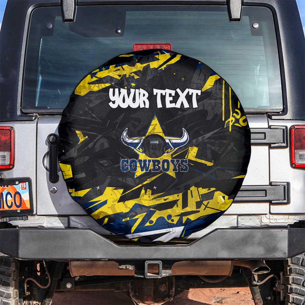 Personalized North Queensland Cowboys Spare Tire Cover Graffiti Grunge Abstract Urban Street Style Design