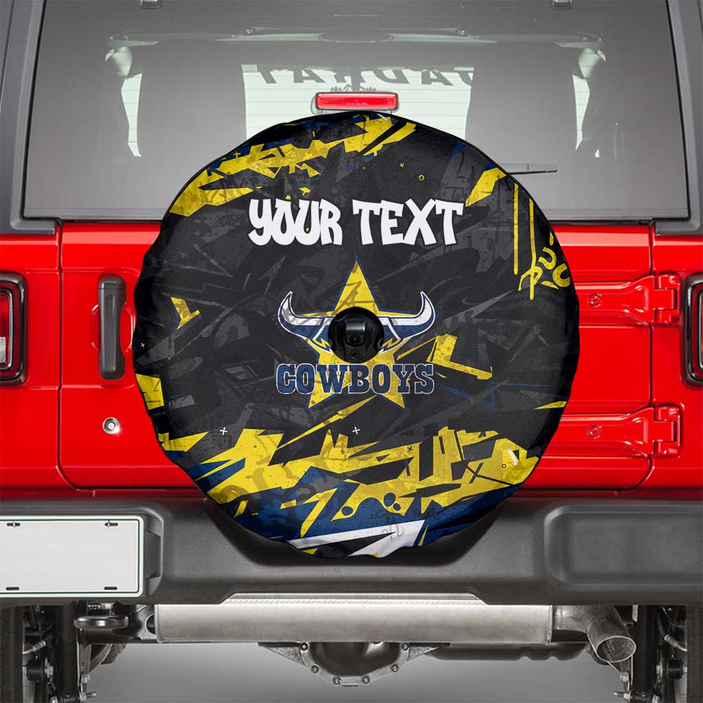 Personalized North Queensland Cowboys Spare Tire Cover Graffiti Grunge Abstract Urban Street Style Design