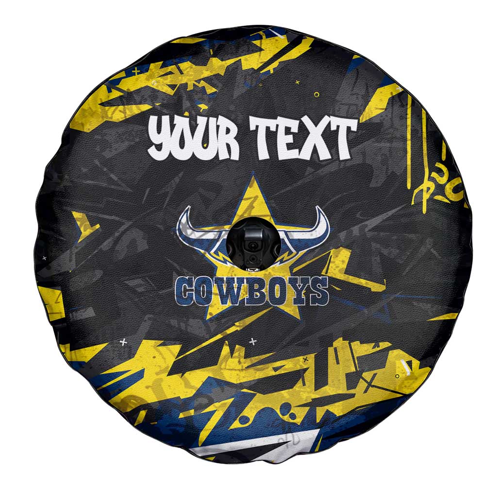 Personalized North Queensland Cowboys Spare Tire Cover Graffiti Grunge Abstract Urban Street Style Design