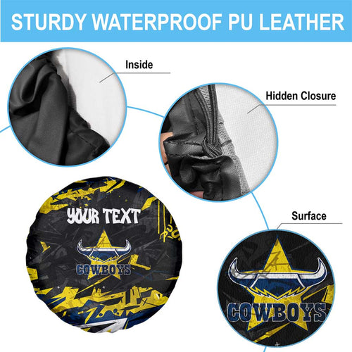 Personalized North Queensland Cowboys Spare Tire Cover Graffiti Grunge Abstract Urban Street Style Design