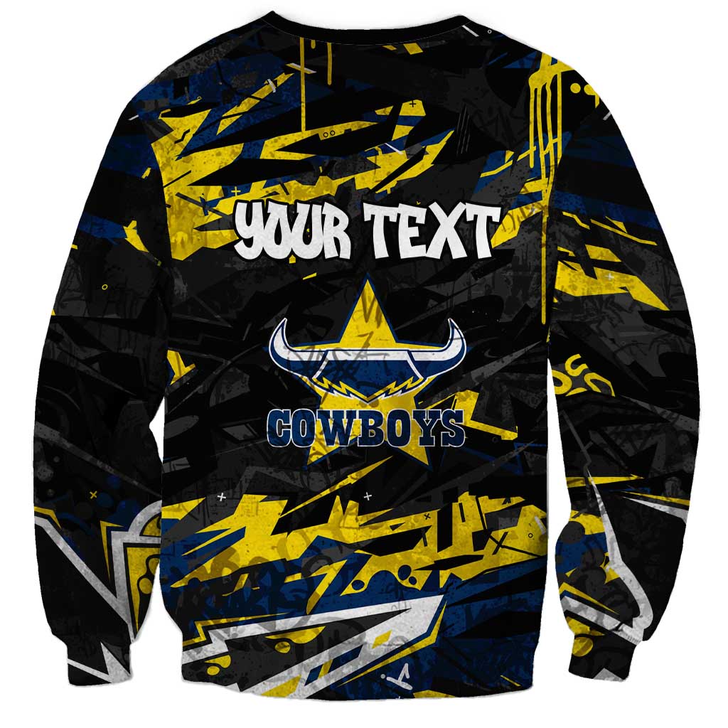 Personalized North Queensland Cowboys Sweatshirt Graffiti Grunge Abstract Urban Street Style Design