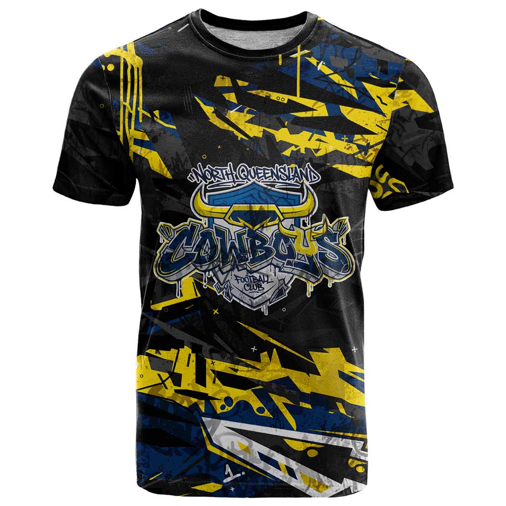 Personalized North Queensland Cowboys T Shirt Graffiti Grunge Abstract Urban Street Style Design