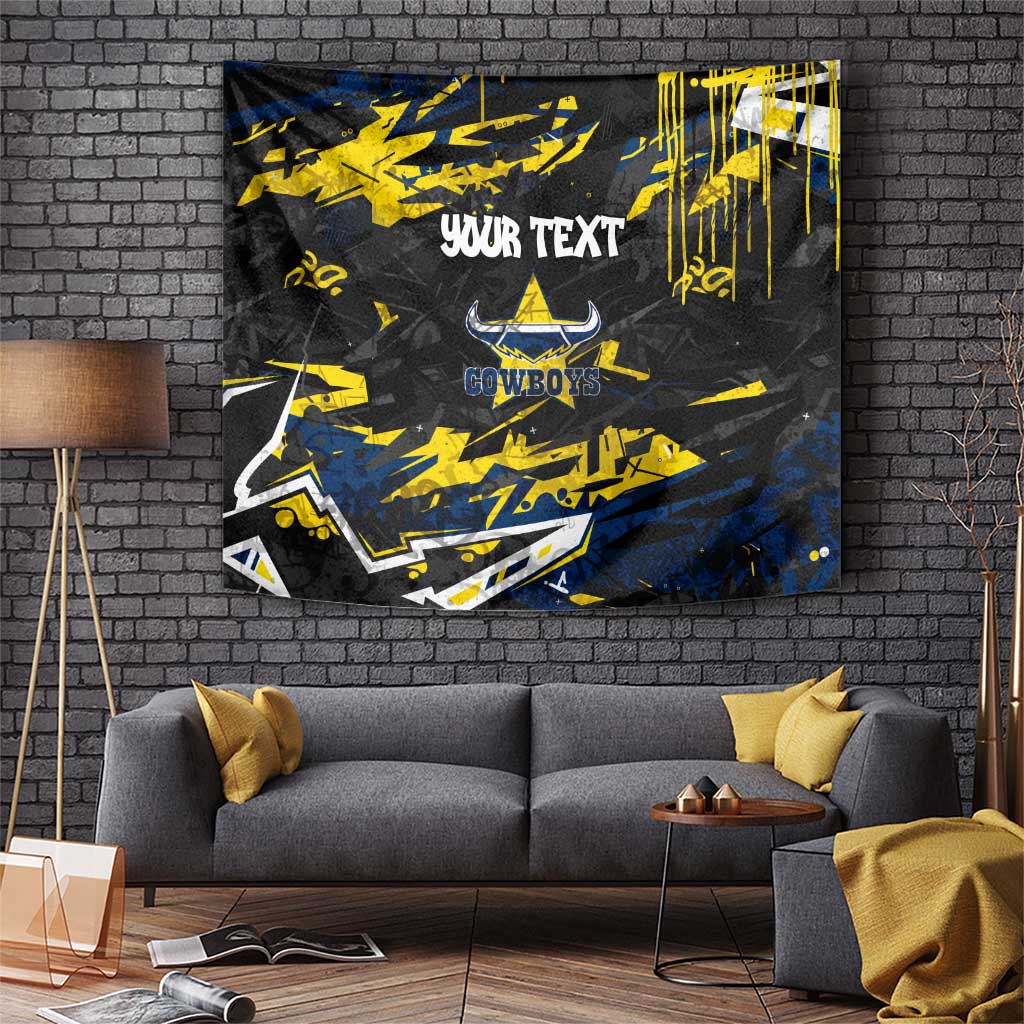 Personalized North Queensland Cowboys Tapestry Graffiti Grunge Abstract Urban Street Style Design