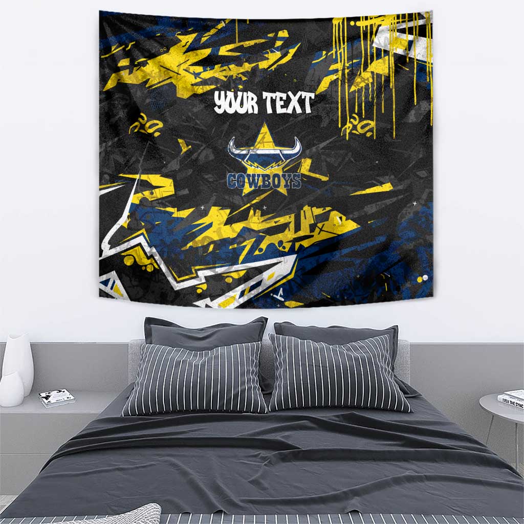 Personalized North Queensland Cowboys Tapestry Graffiti Grunge Abstract Urban Street Style Design