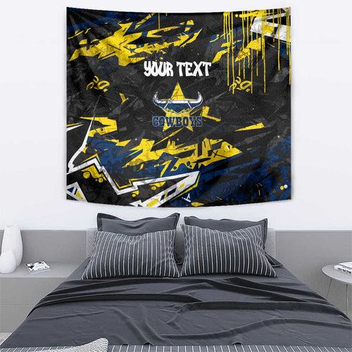 Personalized North Queensland Cowboys Tapestry Graffiti Grunge Abstract Urban Street Style Design