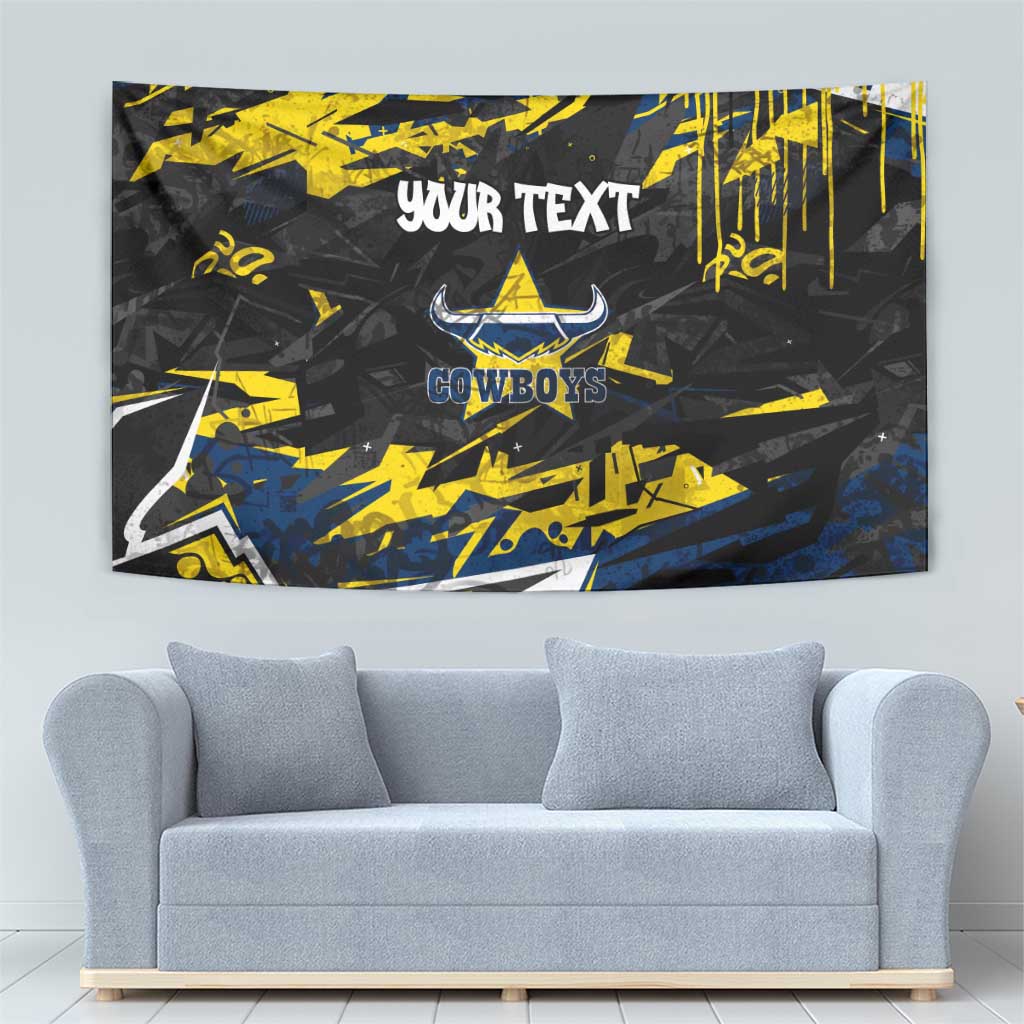 Personalized North Queensland Cowboys Tapestry Graffiti Grunge Abstract Urban Street Style Design