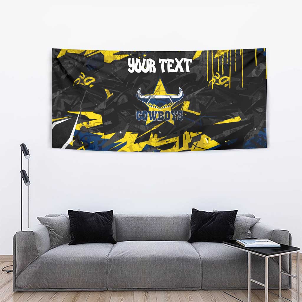 Personalized North Queensland Cowboys Tapestry Graffiti Grunge Abstract Urban Street Style Design