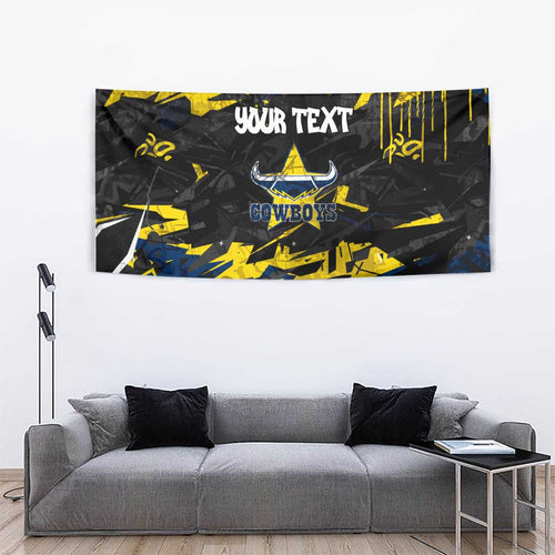 Personalized North Queensland Cowboys Tapestry Graffiti Grunge Abstract Urban Street Style Design