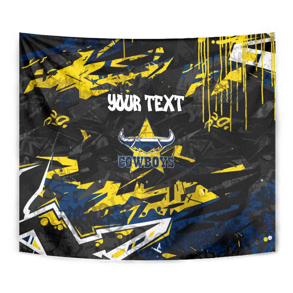 Personalized North Queensland Cowboys Tapestry Graffiti Grunge Abstract Urban Street Style Design