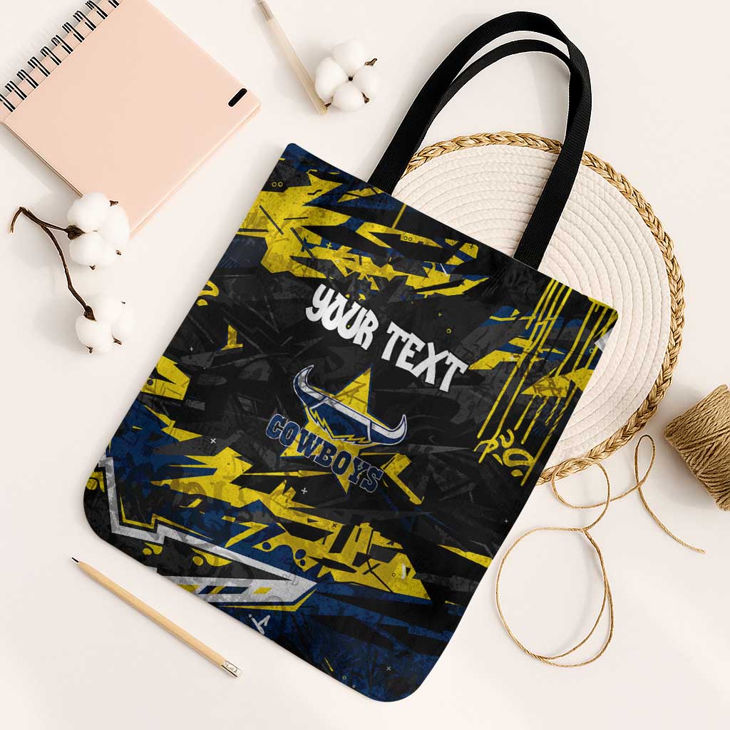 Personalized North Queensland Cowboys Tote Bag Graffiti Grunge Abstract Urban Street Style Design