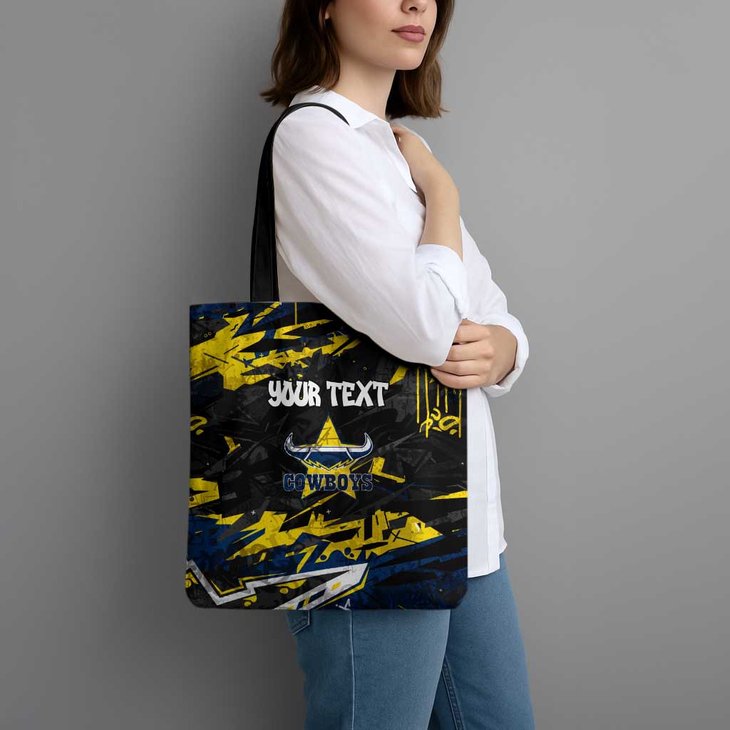 Personalized North Queensland Cowboys Tote Bag Graffiti Grunge Abstract Urban Street Style Design