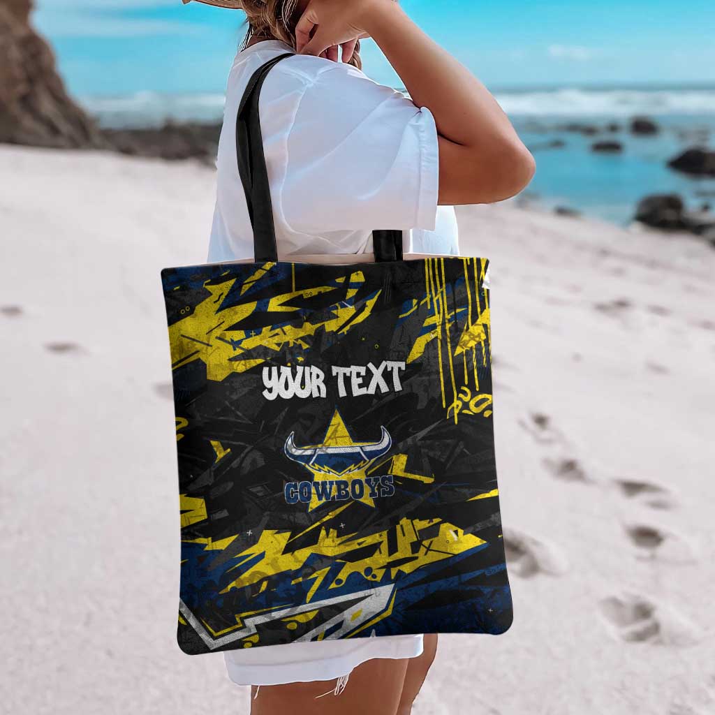 Personalized North Queensland Cowboys Tote Bag Graffiti Grunge Abstract Urban Street Style Design