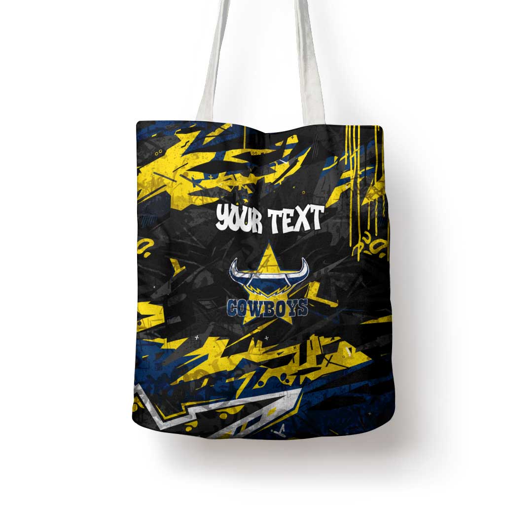 Personalized North Queensland Cowboys Tote Bag Graffiti Grunge Abstract Urban Street Style Design