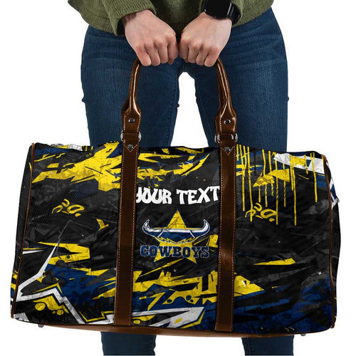 Personalized North Queensland Cowboys Travel Bag Graffiti Grunge Abstract Urban Street Style Design