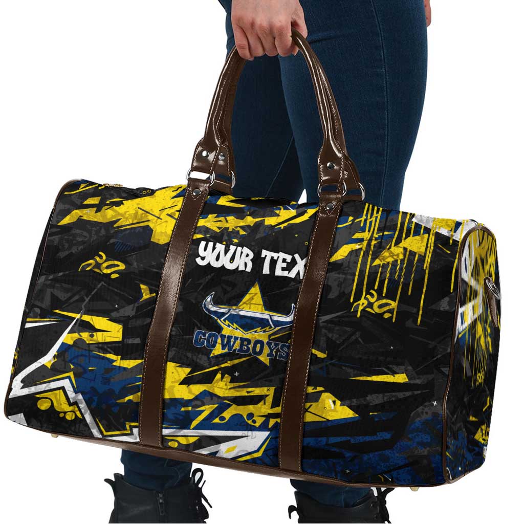 Personalized North Queensland Cowboys Travel Bag Graffiti Grunge Abstract Urban Street Style Design