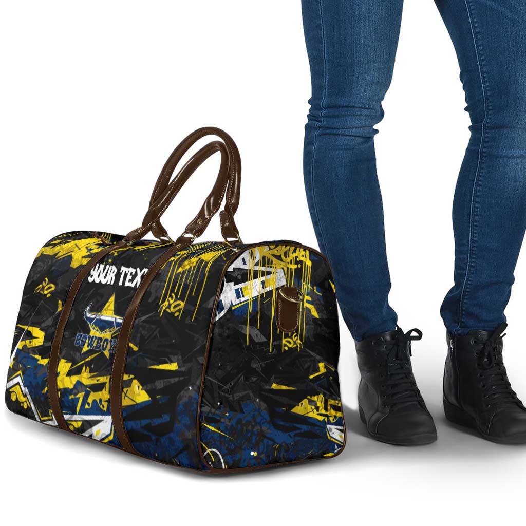 Personalized North Queensland Cowboys Travel Bag Graffiti Grunge Abstract Urban Street Style Design