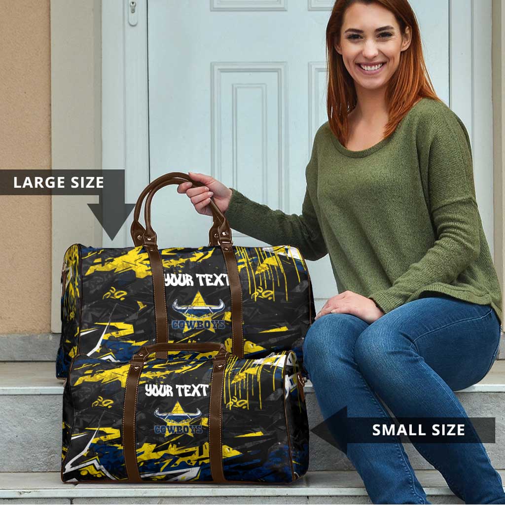 Personalized North Queensland Cowboys Travel Bag Graffiti Grunge Abstract Urban Street Style Design