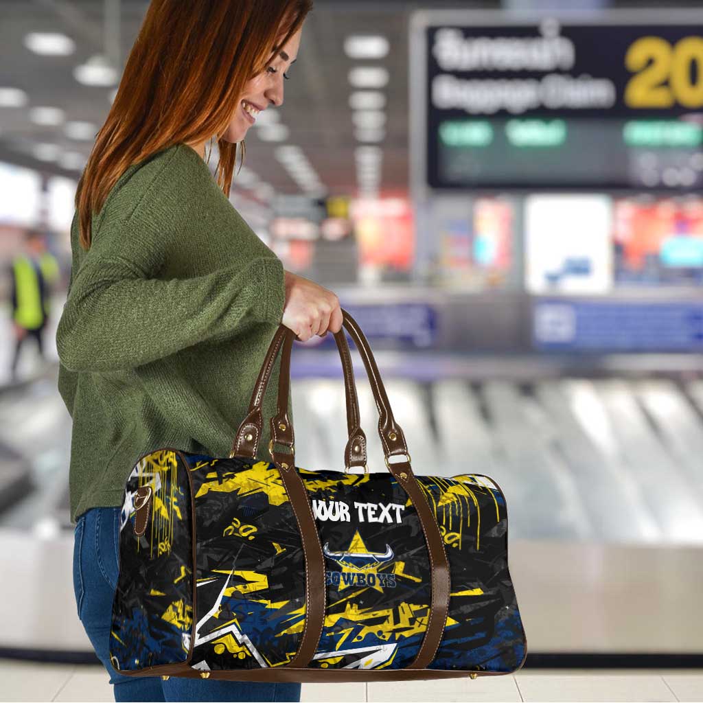 Personalized North Queensland Cowboys Travel Bag Graffiti Grunge Abstract Urban Street Style Design