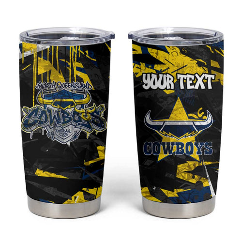 Personalized North Queensland Cowboys Tumbler Cup Graffiti Grunge Abstract Urban Street Style Design