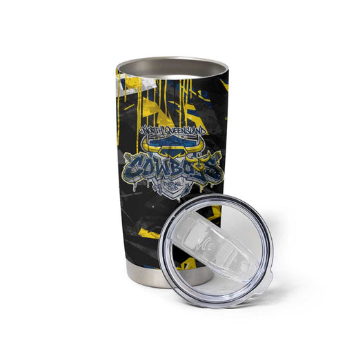 Personalized North Queensland Cowboys Tumbler Cup Graffiti Grunge Abstract Urban Street Style Design