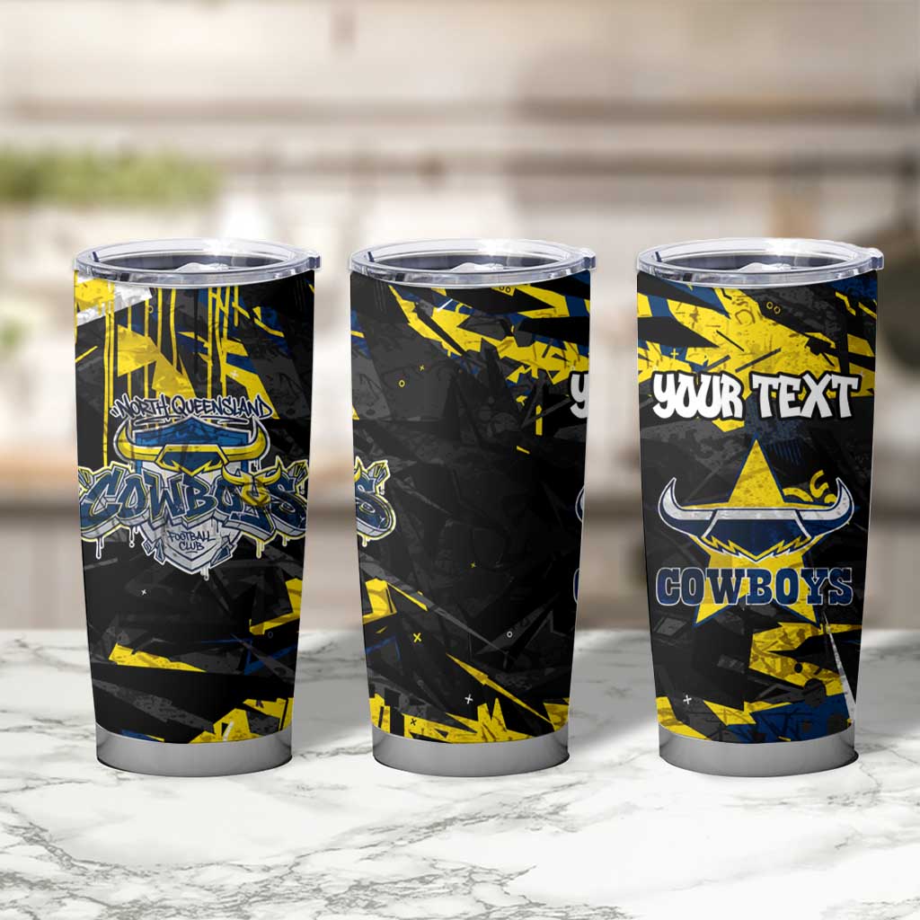 Personalized North Queensland Cowboys Tumbler Cup Graffiti Grunge Abstract Urban Street Style Design