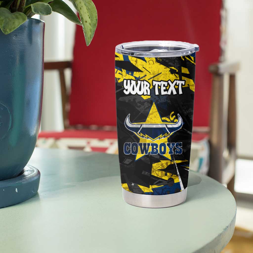 Personalized North Queensland Cowboys Tumbler Cup Graffiti Grunge Abstract Urban Street Style Design